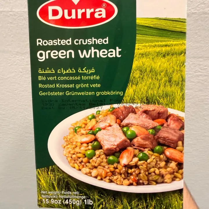 Freekeh, trigo verde tostado partido Durra